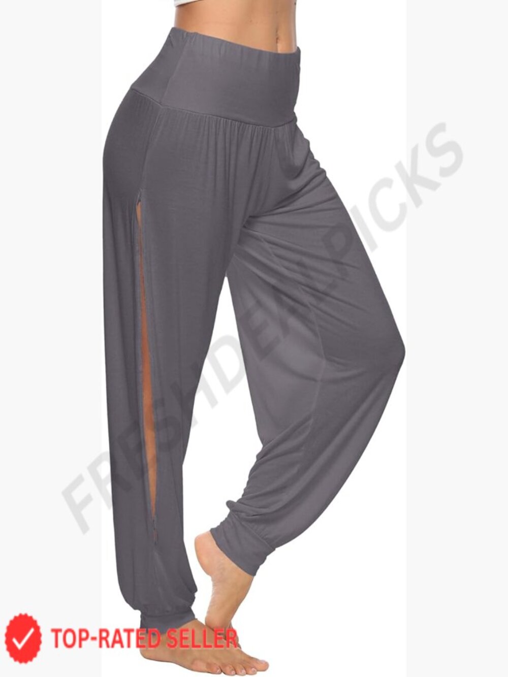 Harem Yoga Pants Side Slit Sport Workout Sweatpants Relaxed Fit